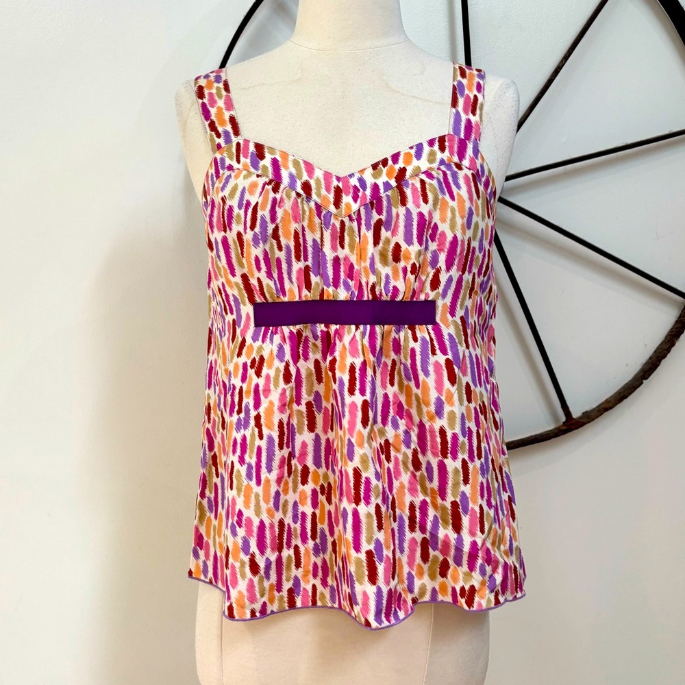 Anna Sui Anthropologie silk rainbow patterned tank XS